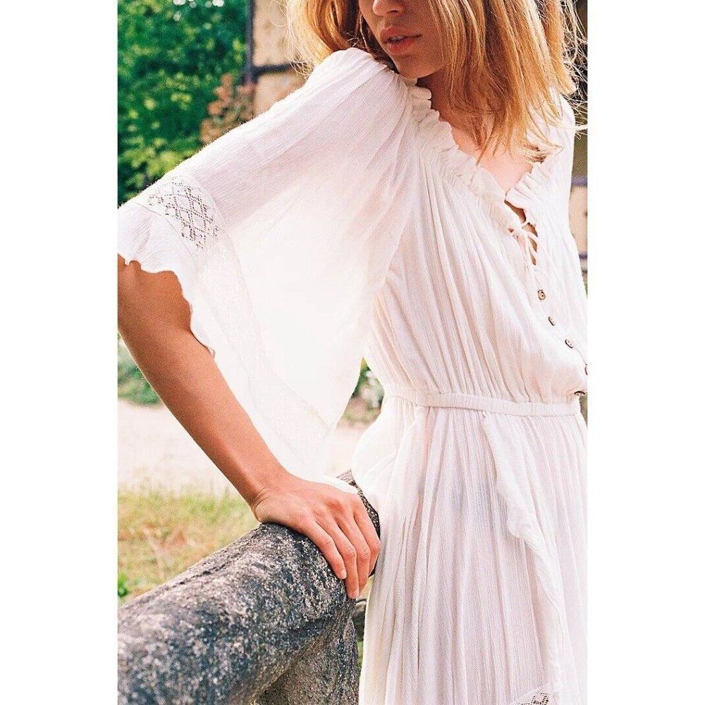 NWT FREE PEOPLE ENDLESS SUMMER BEACH BLISS MAXI DRESS IN IVORY - Picture 2 of 5